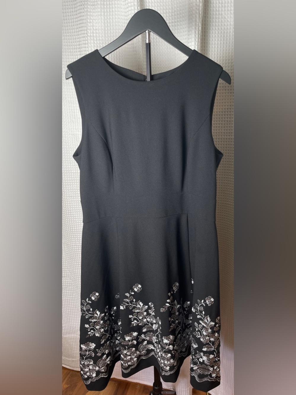 Calvin Klein Black Midi Dress with White Floral Border